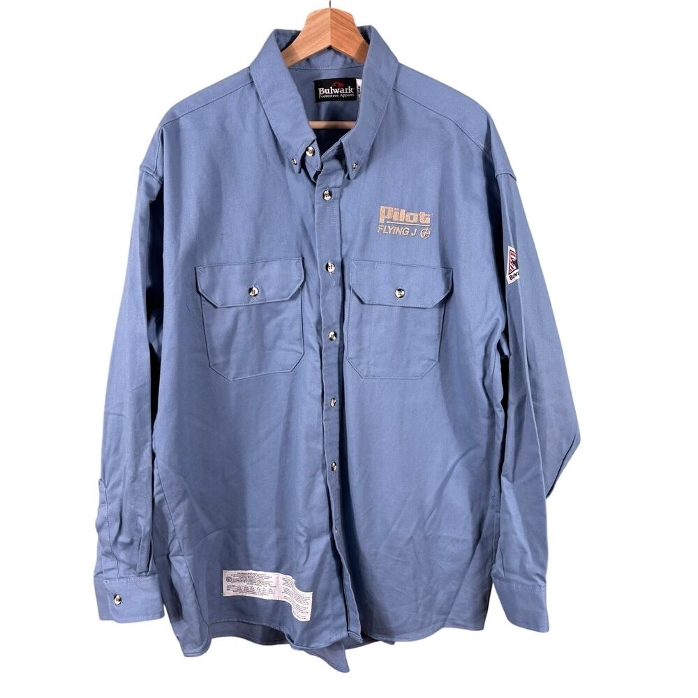 Bulwark Button Down Protective Apparel Men Size XL‎ Blue Flame Resistant Shirt*